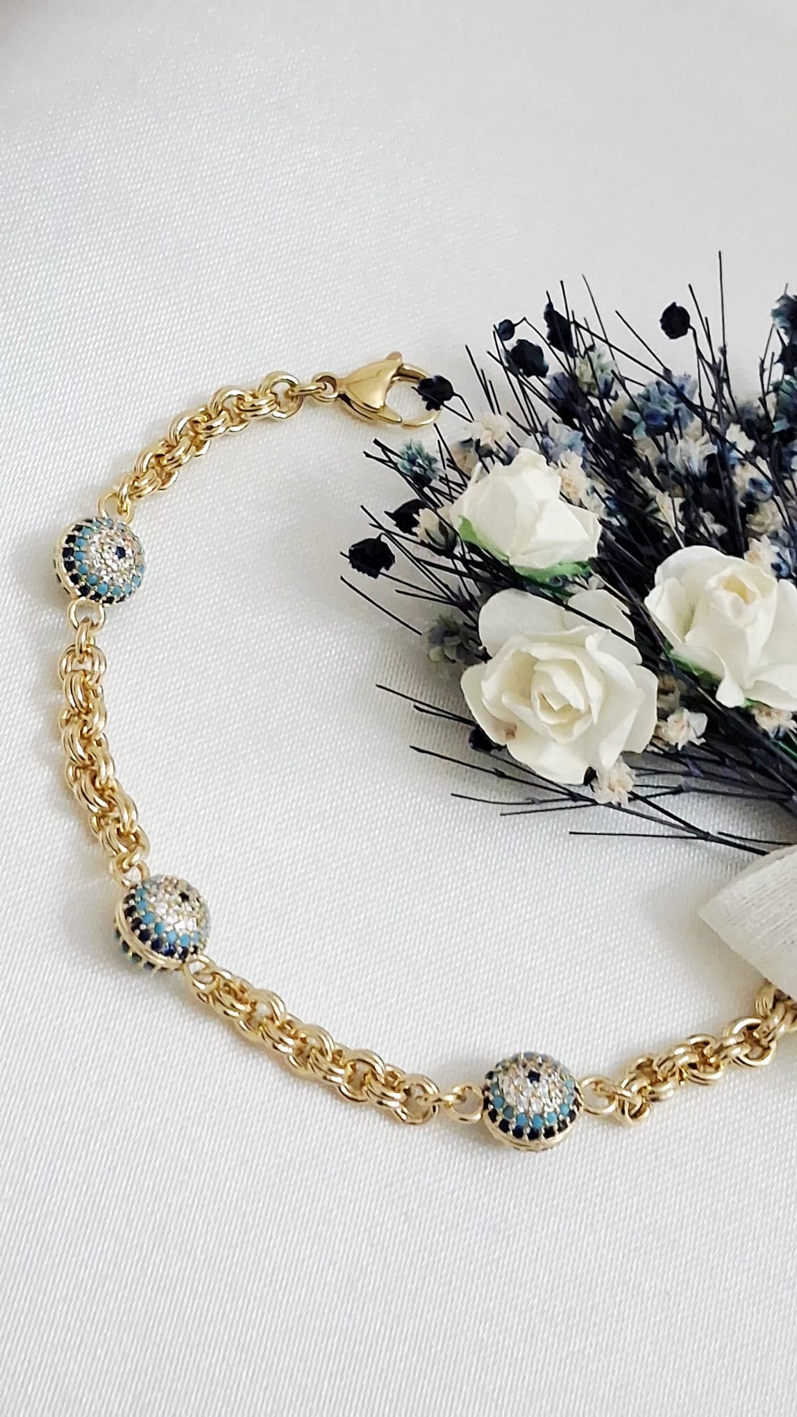 XUPING Bileklik - Kalın Halat Zincir ve Nazar Boncuğu Detaylı